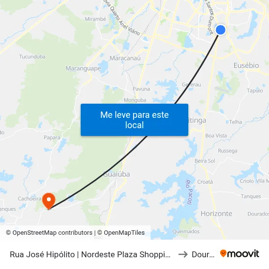 Rua José Hipólito | Nordeste Plaza Shopping - Messejana to Dourado map