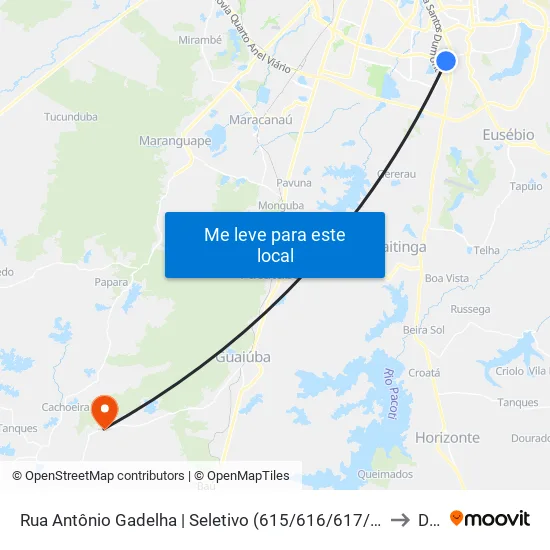 Rua Antônio Gadelha | Seletivo (615/616/617/618/626/634/640/641/644/656/657/663/676/686/690/696/697) - Messejana to Dourado map