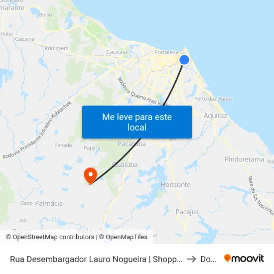 Rua Desembargador Lauro Nogueira | Shopping Riomar Fortaleza - Papicu to Dourado map