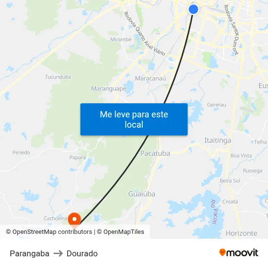 Parangaba to Dourado map