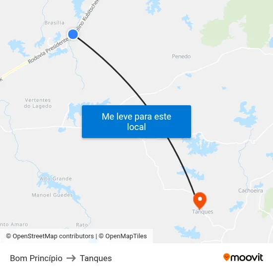 Bom Princípio to Tanques map