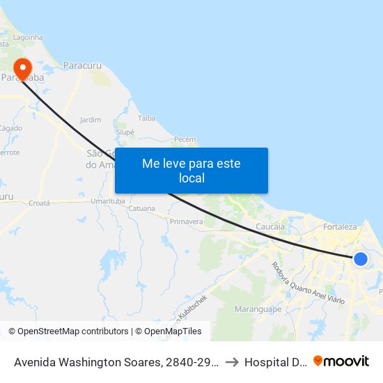 Avenida Washington Soares, 2840-2956 - Engenheiro Luciano Cavalcante to Hospital De Paraipaba map