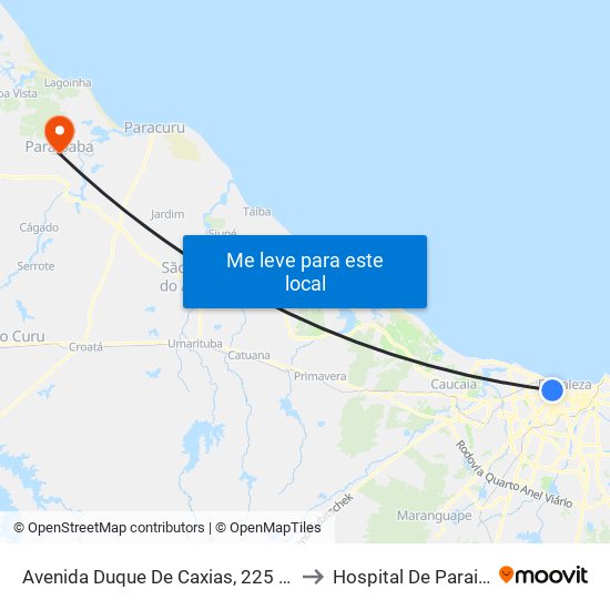 Avenida Duque De Caxias, 225 - Centro to Hospital De Paraipaba map