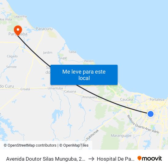 Avenida Doutor Silas Munguba, 2333 - Serrinha to Hospital De Paraipaba map