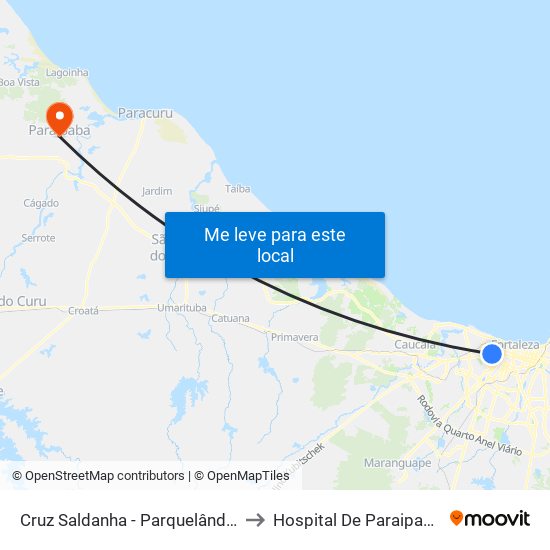 Cruz Saldanha - Parquelândia to Hospital De Paraipaba map