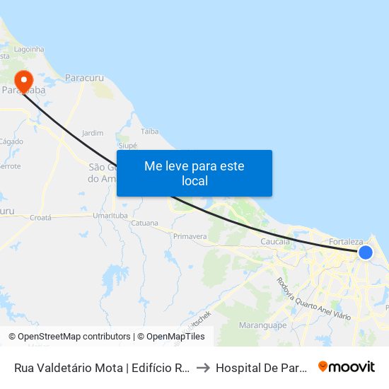 Rua Valdetário Mota | Edifício Ritz - Cocó to Hospital De Paraipaba map