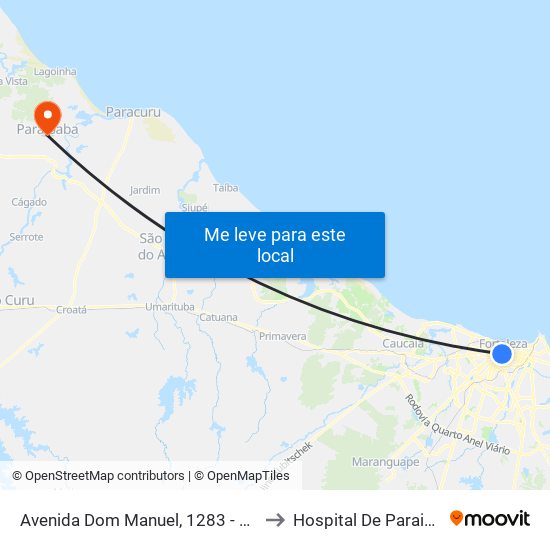 Avenida Dom Manuel, 1283 - Centro to Hospital De Paraipaba map
