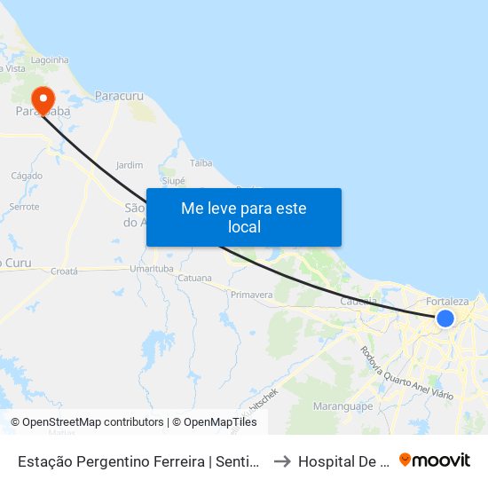 Estação Pergentino Ferreira | Sentido Sertão (Brt Fortaleza) to Hospital De Paraipaba map
