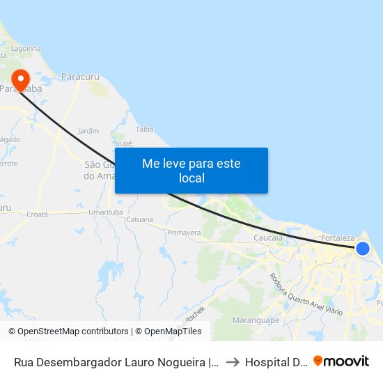 Rua Desembargador Lauro Nogueira | Shopping Riomar Fortaleza - Papicu to Hospital De Paraipaba map