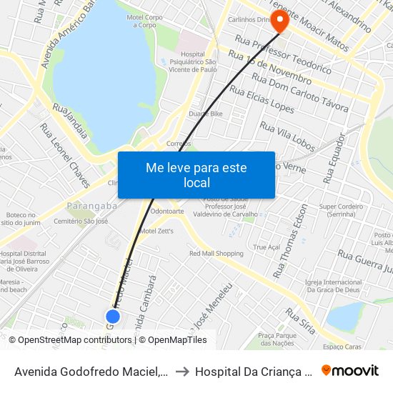 Avenida Godofredo Maciel, 858 - Itaperi to Hospital Da Criança (Montese) map