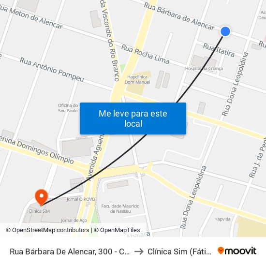 Rua Bárbara De Alencar, 300 - Centro to Clínica Sim (Fátima) map