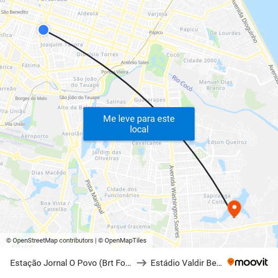 Estação Jornal O Povo (Brt Fortaleza) to Estádio Valdir Bezerra map