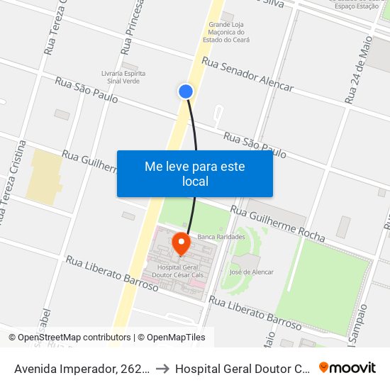 Avenida Imperador, 262 - Centro to Hospital Geral Doutor César Cals map