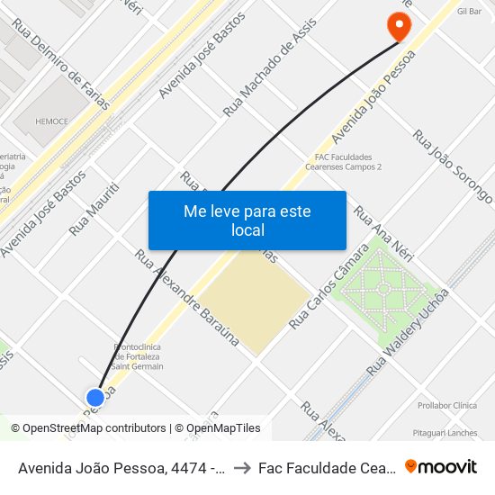 Avenida João Pessoa, 4474 - Damas to Fac Faculdade Cearense map