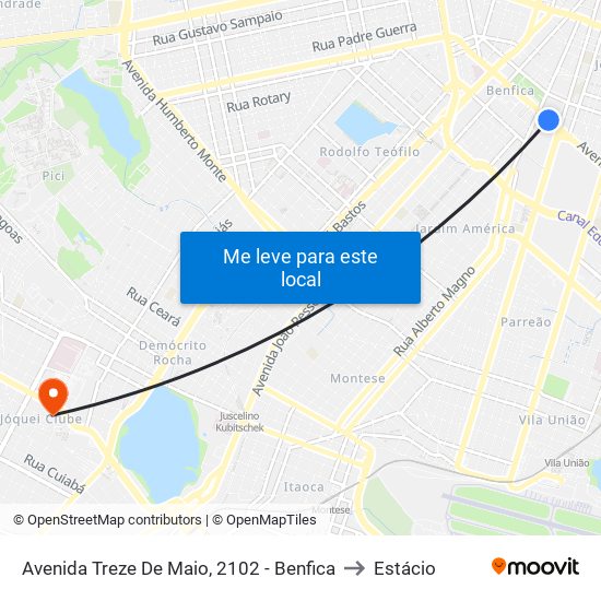 Avenida Treze De Maio, 2102 - Benfica to Estácio map
