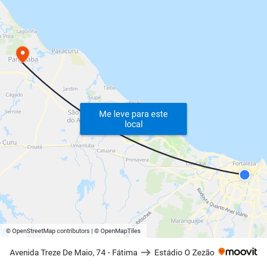 Avenida Treze De Maio, 74 - Fátima to Estádio O Zezão map