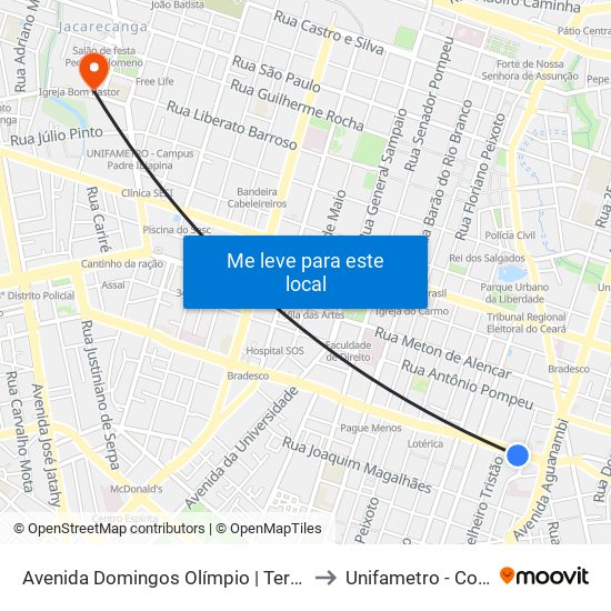 Avenida Domingos Olímpio | Terminal Domingos Olímpio - José Bonifácio to Unifametro - Complexo Odontológico map