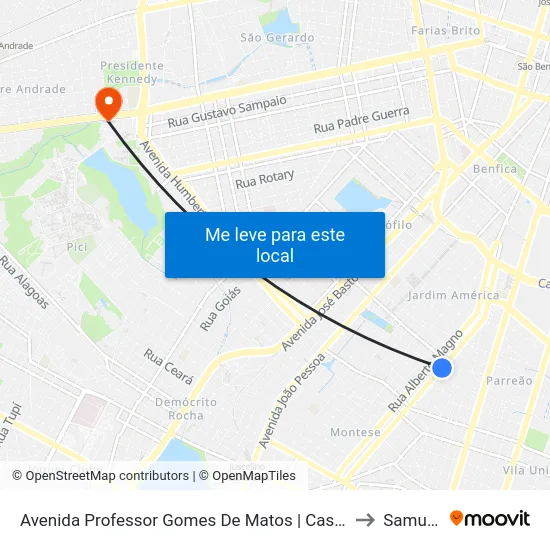 Avenida Professor Gomes De Matos | Casas Freitas - Parreão to Samu - Ufc map