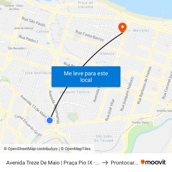 Avenida Treze De Maio | Praça Pio IX - Fátima to Prontocardio map
