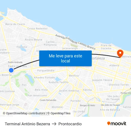 Terminal Antônio Bezerra to Prontocardio map