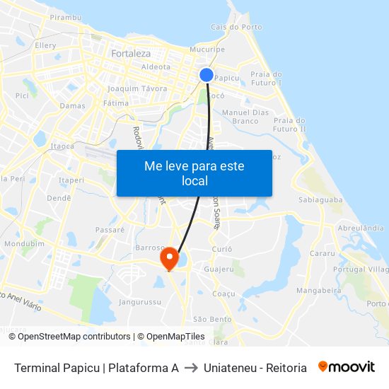 Terminal Papicu | Plataforma A to Uniateneu - Reitoria map