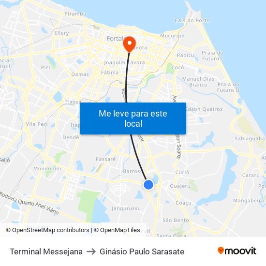 Terminal Messejana to Ginásio Paulo Sarasate map