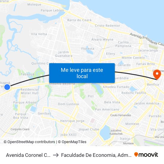 Avenida Coronel Correia | Ultragaz - Tabapuá to Faculdade De Economia, Administração, Atuária, Contabilidade Da Ufc map