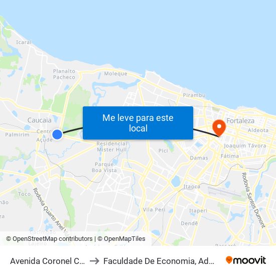 Avenida Coronel Correia | Policlínica - Itambé to Faculdade De Economia, Administração, Atuária, Contabilidade Da Ufc map