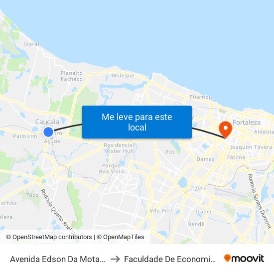 Avenida Edson Da Mota Correia | Mercado Público De Caucaia - Centro to Faculdade De Economia, Administração, Atuária, Contabilidade Da Ufc map