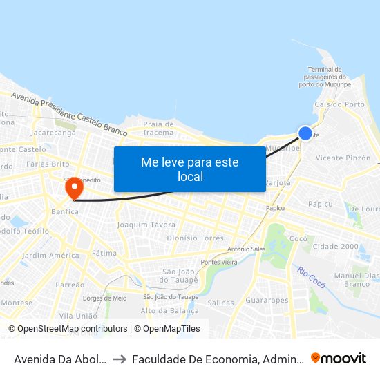 Avenida Da Abolição, 3042 - Mucuripe to Faculdade De Economia, Administração, Atuária, Contabilidade Da Ufc map