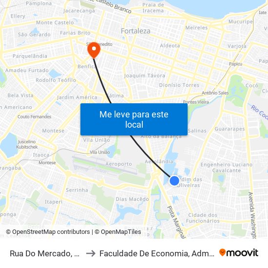 Rua Do Mercado, 222 - Jardim Das Oliveiras to Faculdade De Economia, Administração, Atuária, Contabilidade Da Ufc map