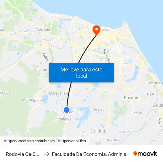 Rodovia Ce-060 | Lupo - Pavuna to Faculdade De Economia, Administração, Atuária, Contabilidade Da Ufc map