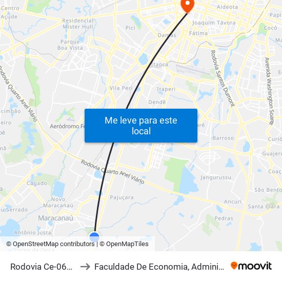 Rodovia Ce-060, S/N - Velho Timbó to Faculdade De Economia, Administração, Atuária, Contabilidade Da Ufc map