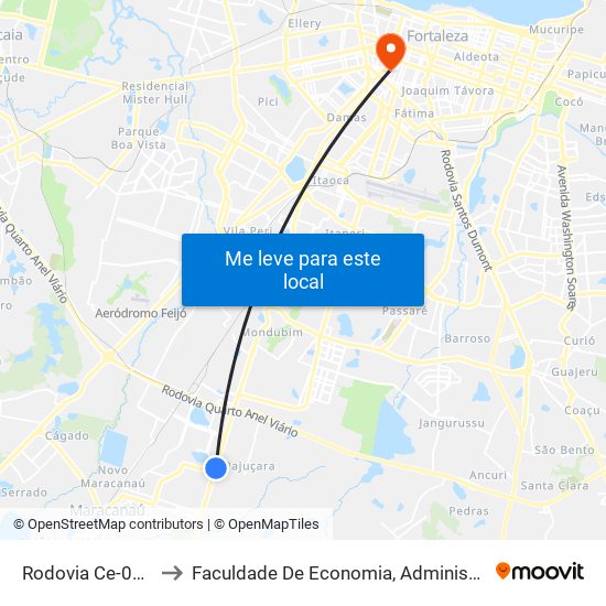 Rodovia Ce-060, S/N - Pajuçara to Faculdade De Economia, Administração, Atuária, Contabilidade Da Ufc map