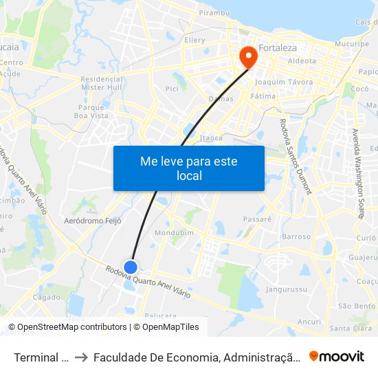 Terminal Industrial to Faculdade De Economia, Administração, Atuária, Contabilidade Da Ufc map