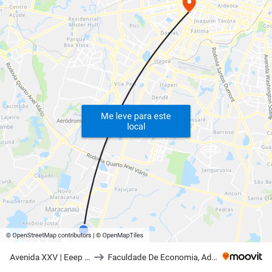 Avenida XXV | Eeep Luíza De Teodoro - Jereissati II to Faculdade De Economia, Administração, Atuária, Contabilidade Da Ufc map