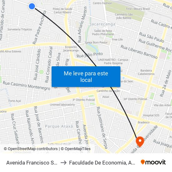 Avenida Francisco Sá, 2901-2903 - Carlito Pamplona to Faculdade De Economia, Administração, Atuária, Contabilidade Da Ufc map