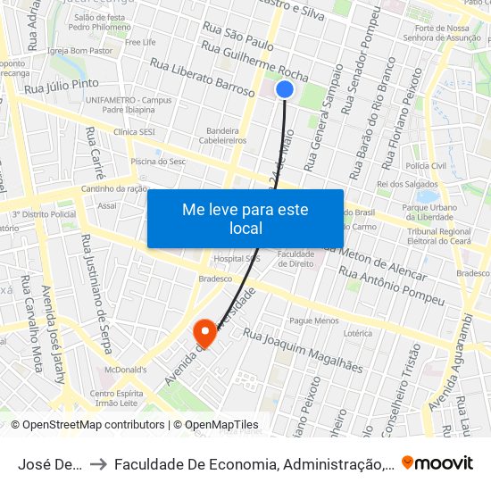 José De Alencar to Faculdade De Economia, Administração, Atuária, Contabilidade Da Ufc map