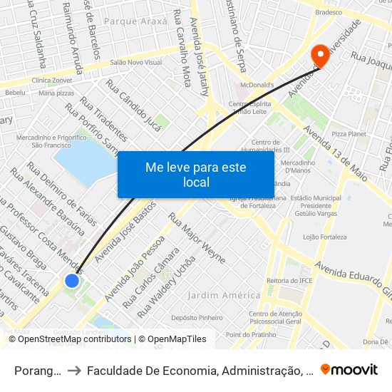 Porangabussu to Faculdade De Economia, Administração, Atuária, Contabilidade Da Ufc map