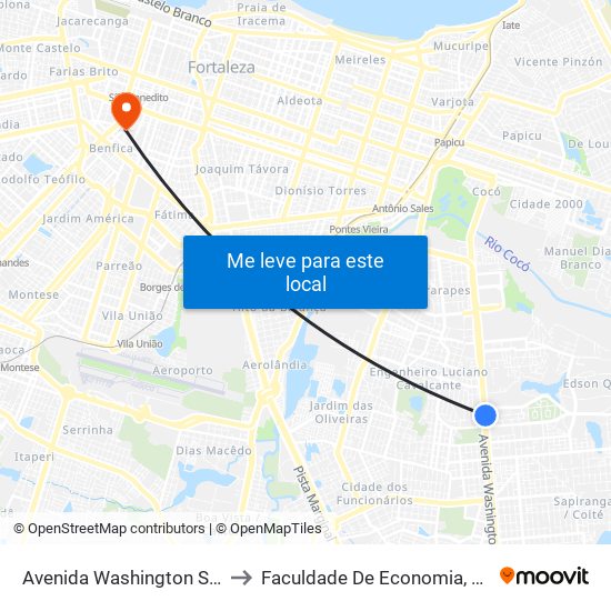 Avenida Washington Soares | Honda Novaluz - Edson Queiroz to Faculdade De Economia, Administração, Atuária, Contabilidade Da Ufc map