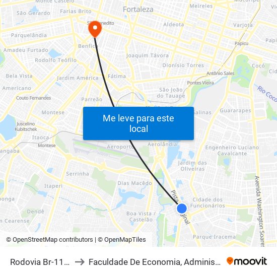 Rodovia Br-116 | Sh - Cajazeiras to Faculdade De Economia, Administração, Atuária, Contabilidade Da Ufc map