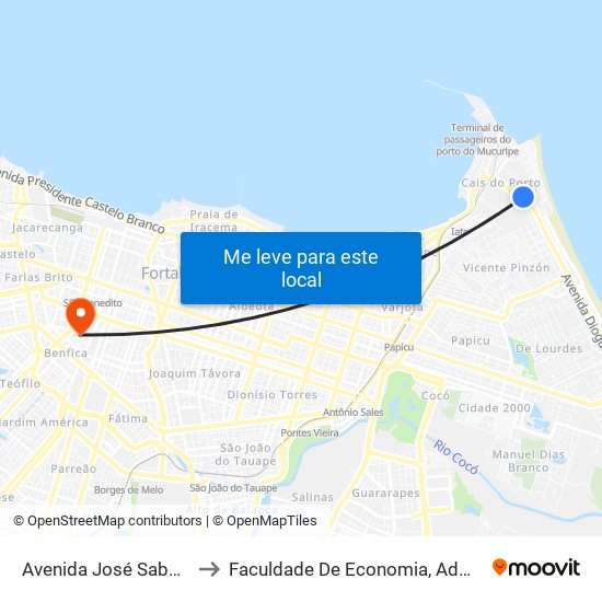 Avenida José Sabóia, 521-849 - Cais Do Porto to Faculdade De Economia, Administração, Atuária, Contabilidade Da Ufc map