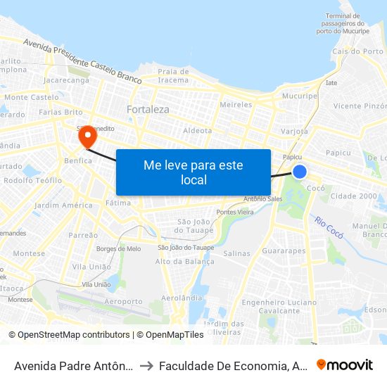 Avenida Padre Antônio Tomás | Parque Do Cocó - Cocó to Faculdade De Economia, Administração, Atuária, Contabilidade Da Ufc map