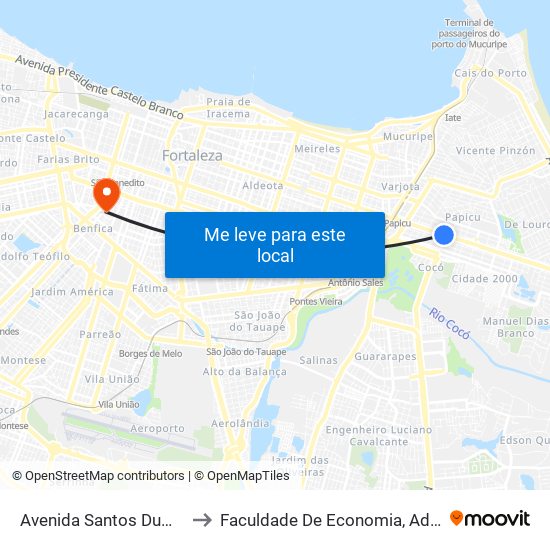 Avenida Santos Dumont | Super Frangolândia - Cocó to Faculdade De Economia, Administração, Atuária, Contabilidade Da Ufc map