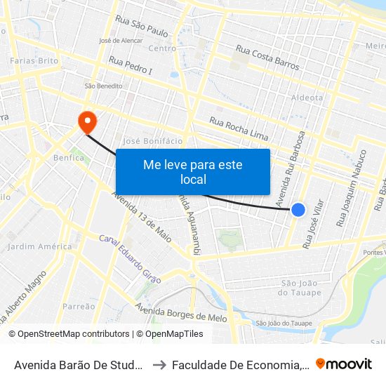 Avenida Barão De Studart | Praça Dos Eletricitários - Dionísio Torres to Faculdade De Economia, Administração, Atuária, Contabilidade Da Ufc map