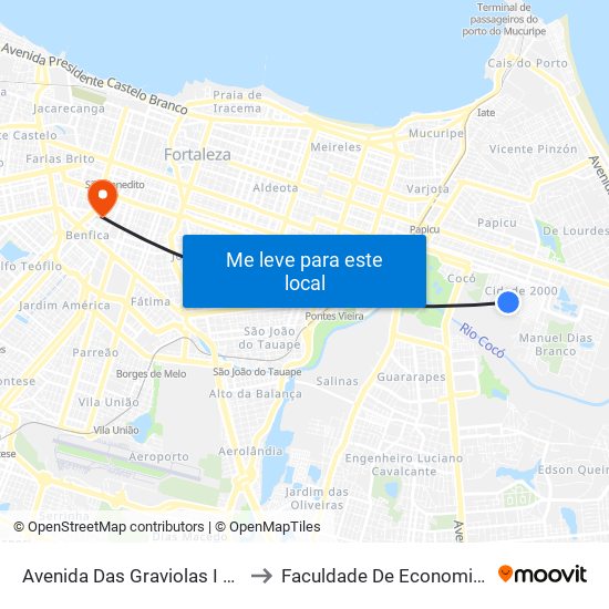 Avenida Das Graviolas I Posto De Saúde Rigoberto Romero - Cidade 2000 to Faculdade De Economia, Administração, Atuária, Contabilidade Da Ufc map