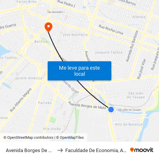 Avenida Borges De Melo | Sindiônibus - Alto Da Balança to Faculdade De Economia, Administração, Atuária, Contabilidade Da Ufc map