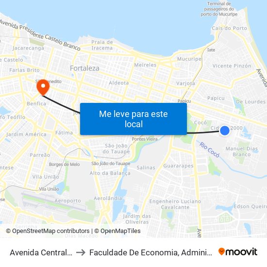 Avenida Central, 274 - Cidade 2000 to Faculdade De Economia, Administração, Atuária, Contabilidade Da Ufc map