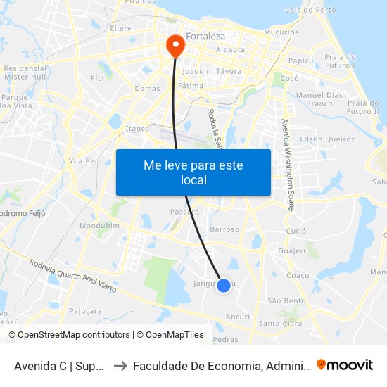 Avenida C | Super Israel - Jangurussu to Faculdade De Economia, Administração, Atuária, Contabilidade Da Ufc map