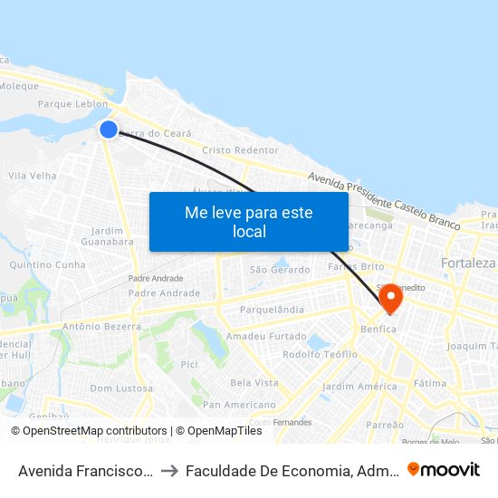 Avenida Francisco Sá, 7881 - Barra Do Ceará to Faculdade De Economia, Administração, Atuária, Contabilidade Da Ufc map